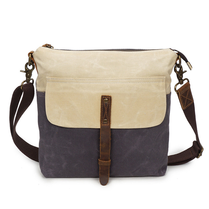 Qigusi new men's bag literary retro oil wax cloth shoulder bag casual men's and women's tide messenger bag waterproof small backpack