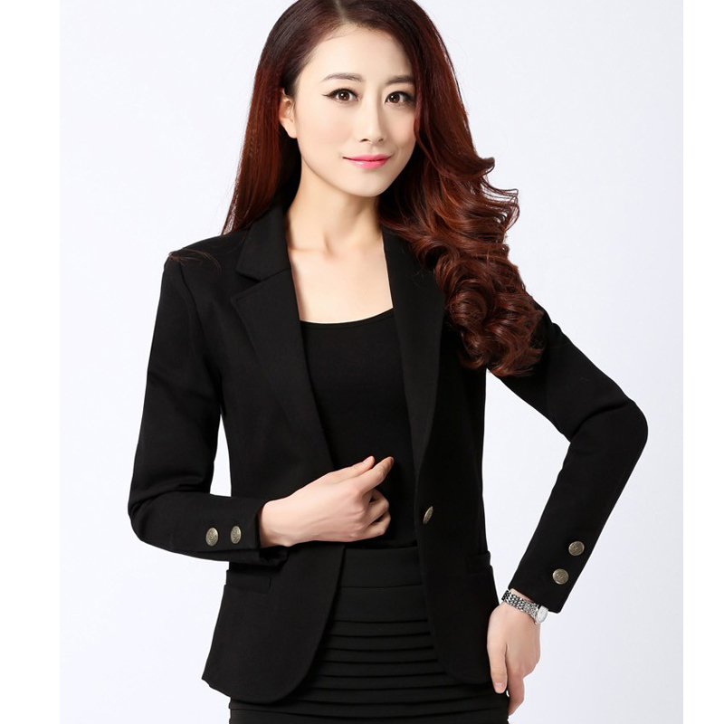 Authentic Women's Clothing, New 2025 Spring and Autumn Professional Workwear, Black Stretch Blazer, Short Jacket, Women's Suit