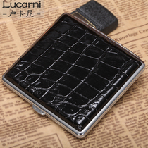 A boutique crocodile cigarette box leather cover 20 gold ultra - thin men and womens tobacco automatic cigarette box
