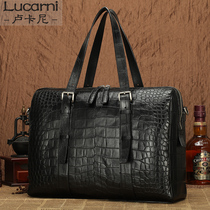 Lukani Alligator skin travel bag Mens belly hands slip straddle bag business abdomen