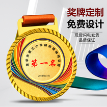 High-end medal custom metal rainbow medal sports meeting football badminton basketball championship medal making gold medal