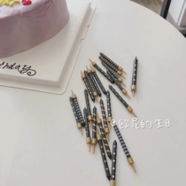 Korean ins Little Red Book Candles Star Black Small Mini Candle Black Gold Birthday Cake Baking Decoration