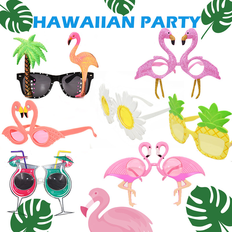 Hawaii party for freaking prom styling glasses flamingo sea star chicks beach photo glasses