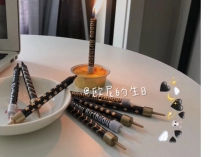 Korean ins Wind small red book recommended baking cake candle black gold birthday candle star Dot letter