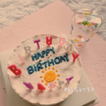 Korean ins Happy Birthday English Letter Candles Birthday Cake Baking Candles Pink Green Fresh