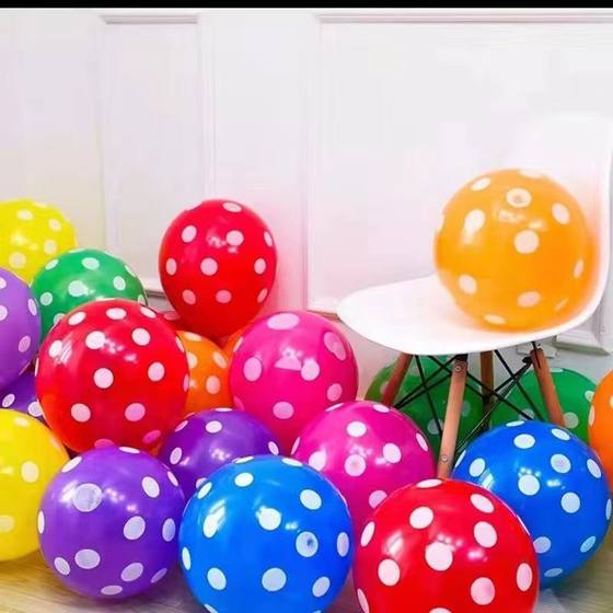 12寸大号2.8克加厚糖果色圆点气球儿童玩具造型装饰泡泡波点气球
