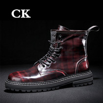 CK Fashion Martin boots Inron genuine leather thick bottom male boots 100 hitch boots male Chaudenie Hong Kong