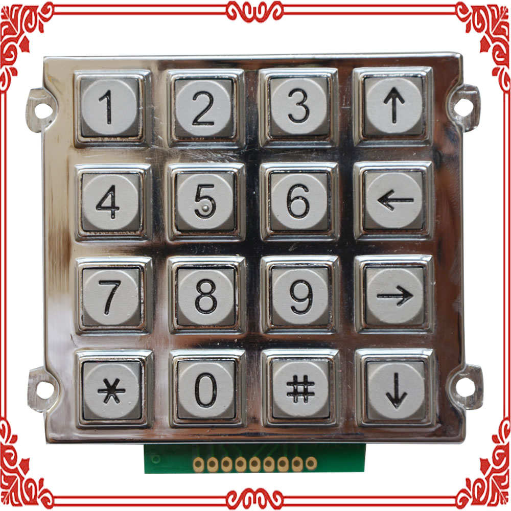 16 digit indicating arrow zinc alloy button mechanical electronic device digital keyboard 4X4 matrix metal button