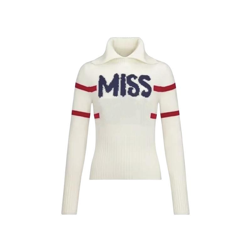 Manon Haute Couture 24 Autumn/Winter New Ski Series Contrast Color Letter Jacquard Half Turtleneck Knitted Sweater for Women