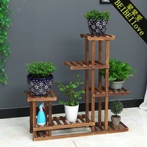 Balcony Solid wood Wrought iron living room fleshy green dill plant flower pot rack Special price Indoor multi-storey floor-to-ceiling ladder flower rack