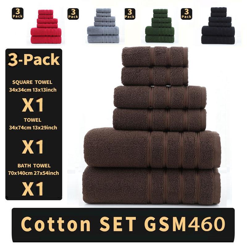 Cotton Set of 3 Towels Bath Towel Facecloth Pure Cotton Towel Three-Piece Set