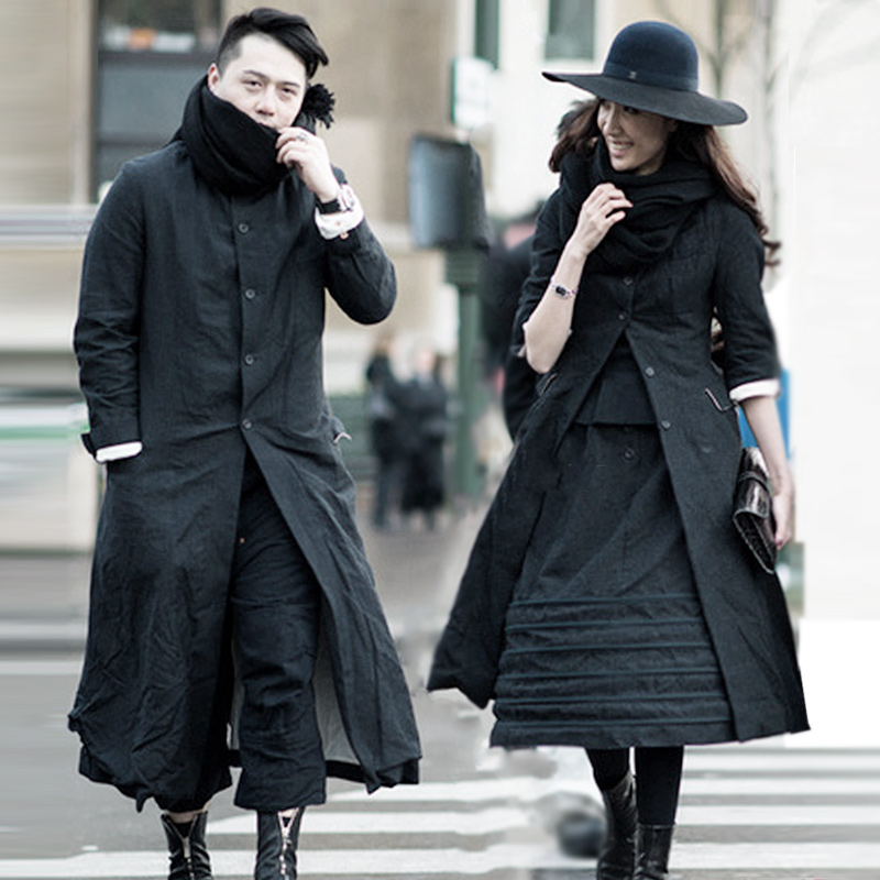 GAOSTUDIOS classic wool washed pleated coat autumn and winter long PH retro niche dark men and women jacket