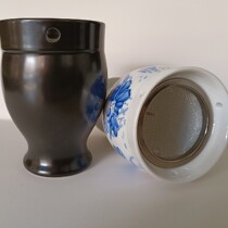 Aijiayuan double-layer ceramic moxibustion pot with net to prevent ash scraping cup beauty Fuyang pot