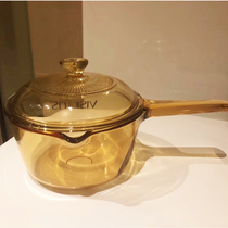 Corning Crystal Glass Direct Burn Pan Milk Pot VSP-1L 1 5 2 5L Single Handle Pan Glass Cooker Steam Pan