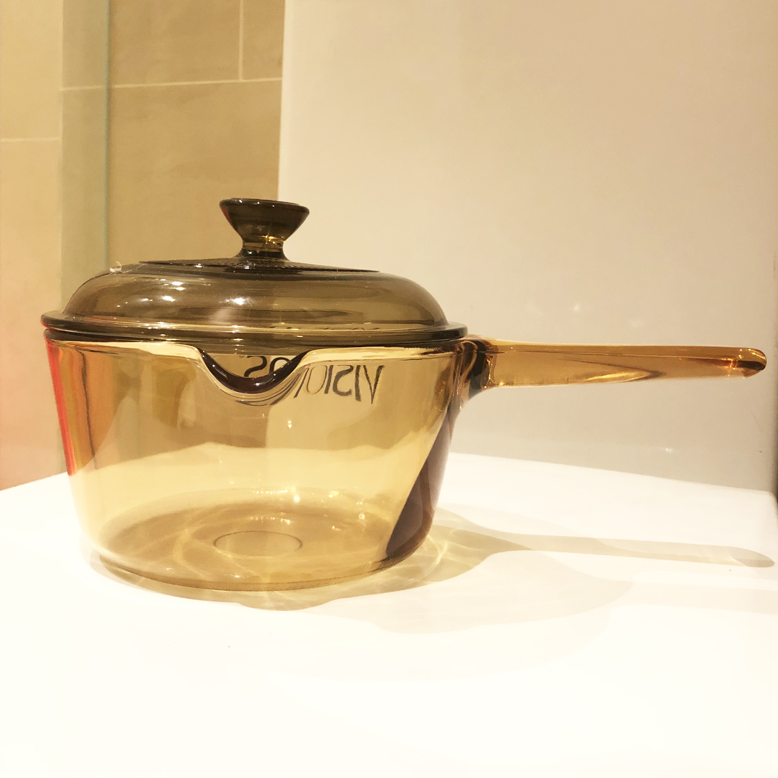 American Conning Crystal Color Transparent Pan Single Handle Pan VSP-1L 1 0L 1 5 2 5L Glass Pan Milk Pan Steam