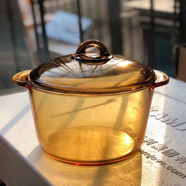 French Lemeria Imported Glass Pan Straight Burning Pan Crystal Color Pan Amber Pan Stockpot saucepan Saucepan Coop Milk Pan
