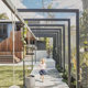 Corridor courtyard ກອບໄມ້ carbonized ສວນ promenade shelf terrace ໄມ້ກາງແຈ້ງ park ຊຸມຊົນຮູບຊົງເພັດ canopy