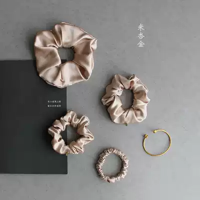 Beige apricot gold 30mm heavy silk hair ring Hair ring mulberry silk handmade hair accessories high-end customization