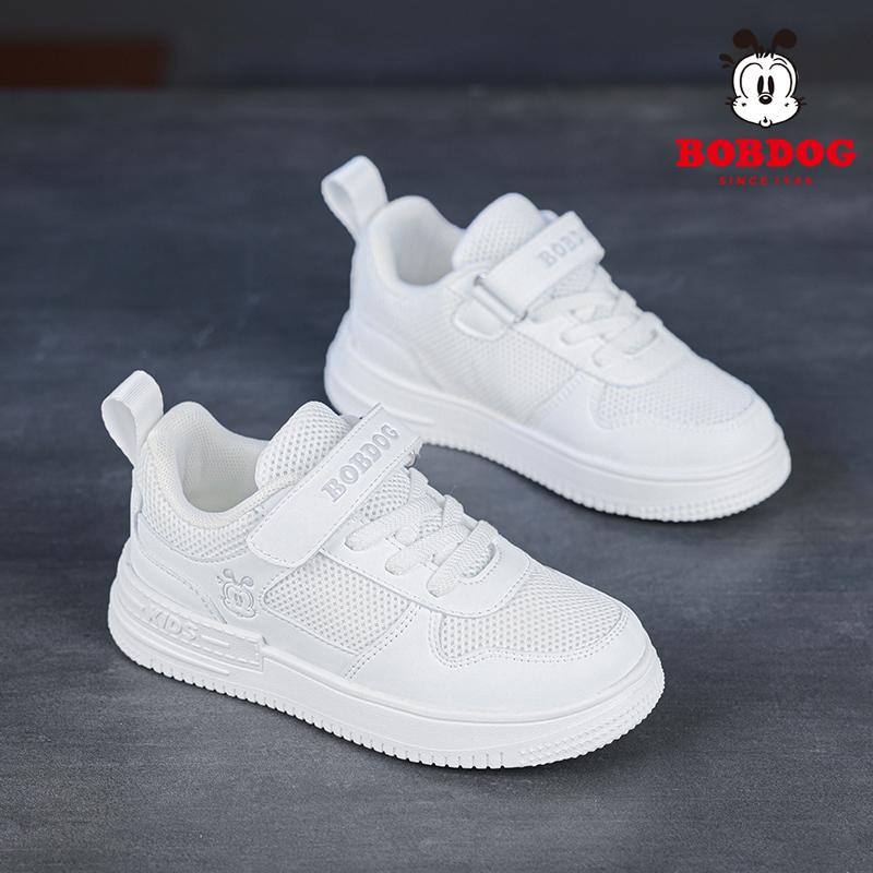 Babudou Genuine Children's White Sneakers New Breathable Boys' Sports Shoes Student Performance White Girls' Shoes
