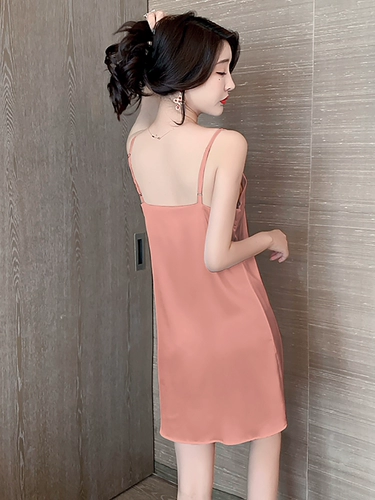 Летняя пижама, сексуальный шелковый тонкий топ с чашечками, юбка, городской стиль, изысканный стиль, популярно в интернете