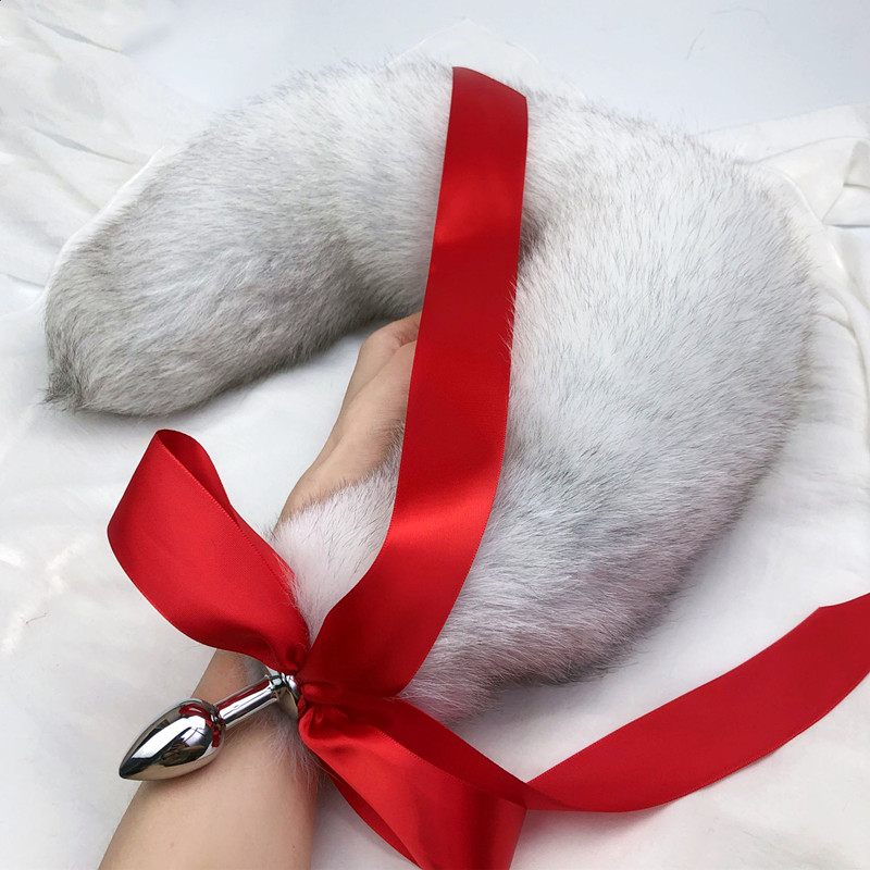 sm anal plug tail trumpet sexy rabbit tail real hair female cos props fox tail anal plug couple supplies
