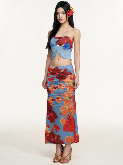 Pinkup粉叛泳衣女辣妹性感长裙度假分体显瘦三件套温泉度假比基尼