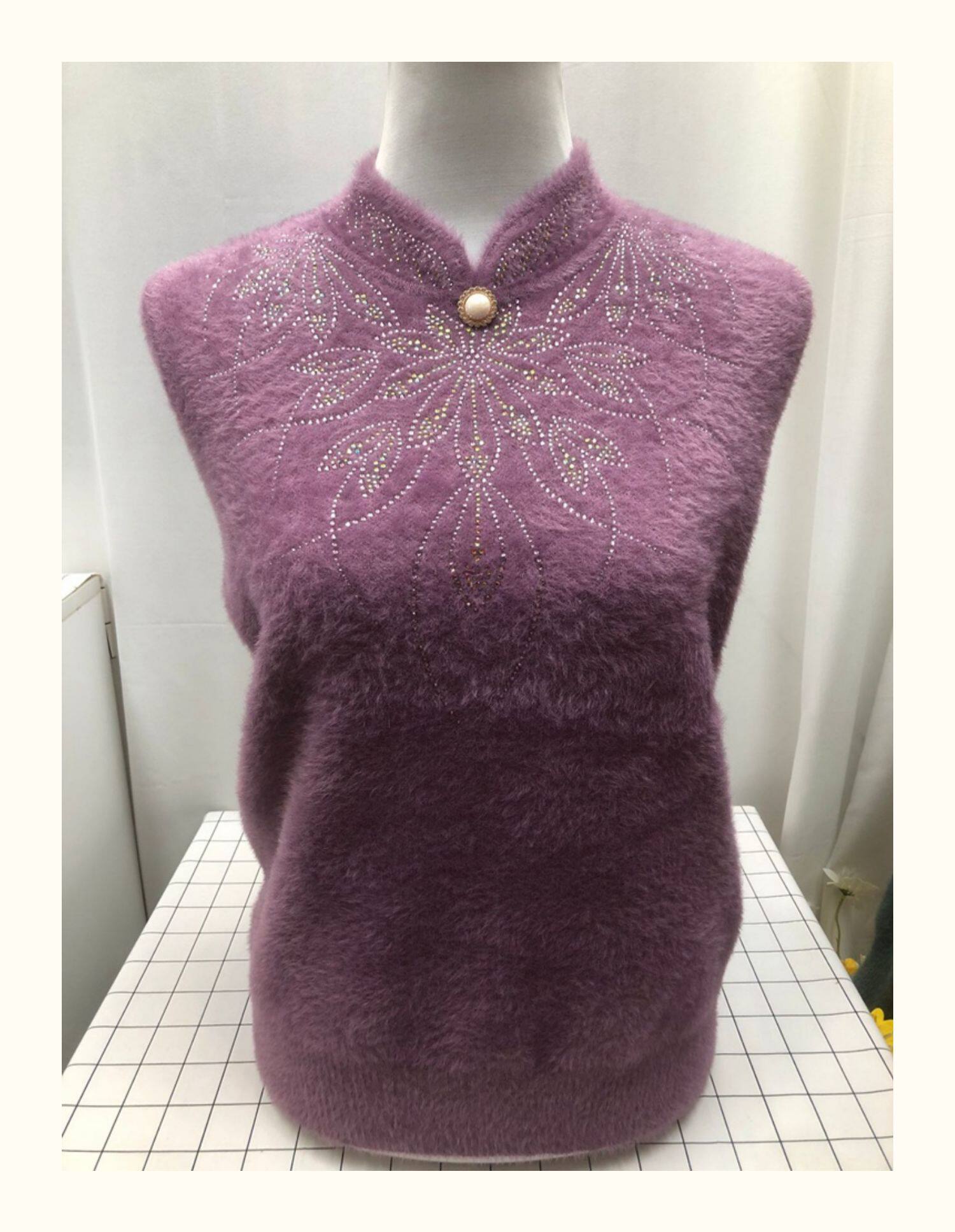 Очень большой демисезонный бархатный базовый приятный телу свитер, большой размер, увеличенная толщина, высокий воротник, для среднего возраста, свободный крой            