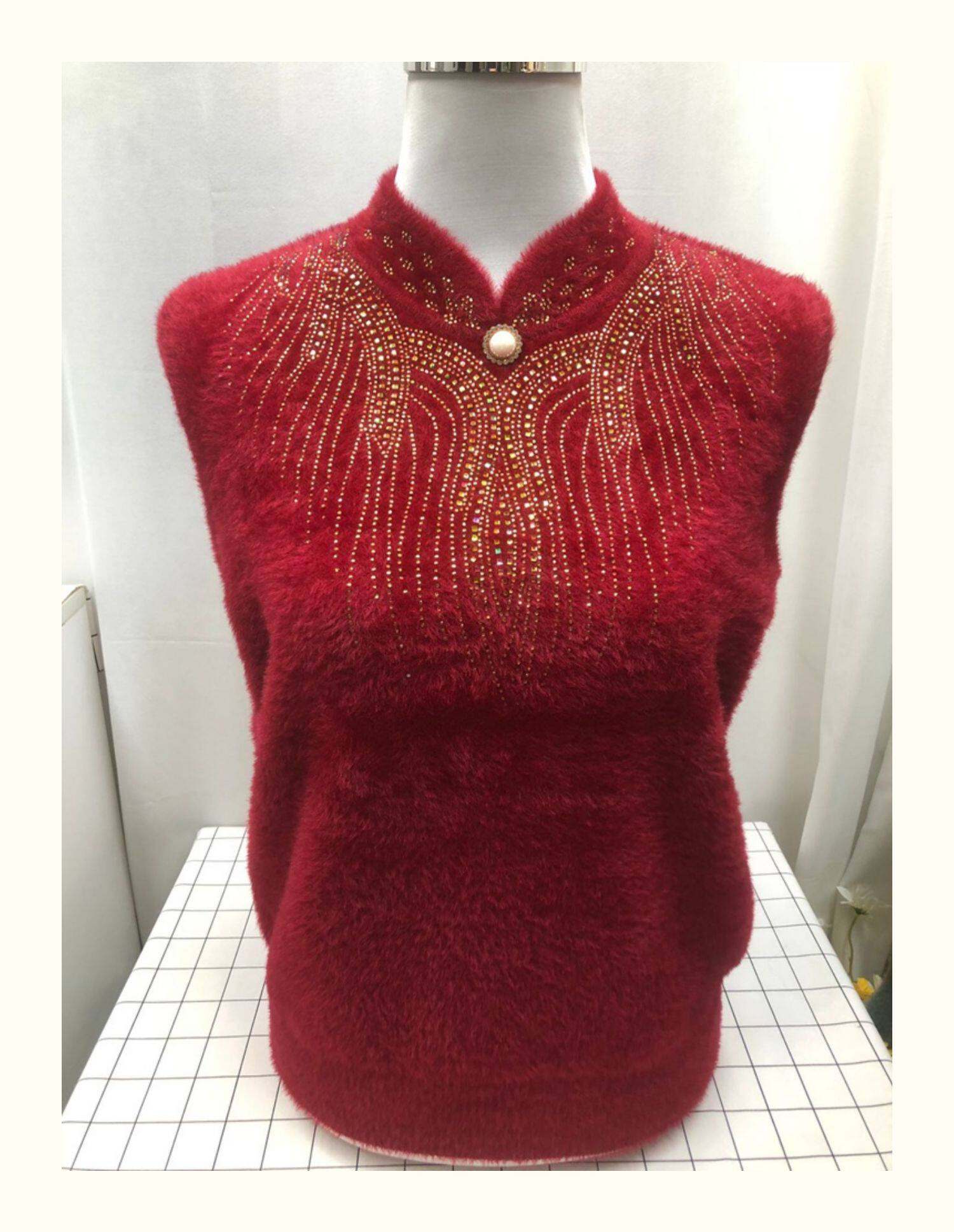 Очень большой демисезонный бархатный базовый приятный телу свитер, большой размер, увеличенная толщина, высокий воротник, для среднего возраста, свободный крой            