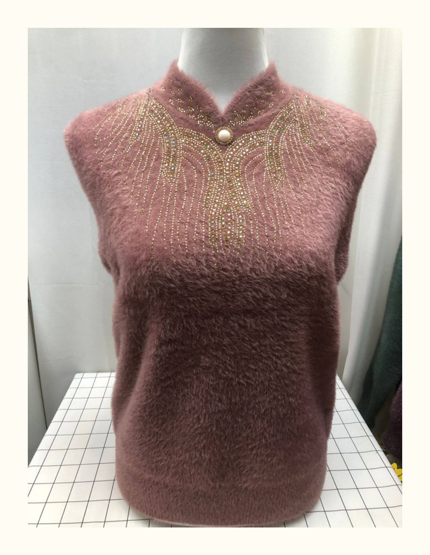 Очень большой демисезонный бархатный базовый приятный телу свитер, большой размер, увеличенная толщина, высокий воротник, для среднего возраста, свободный крой            