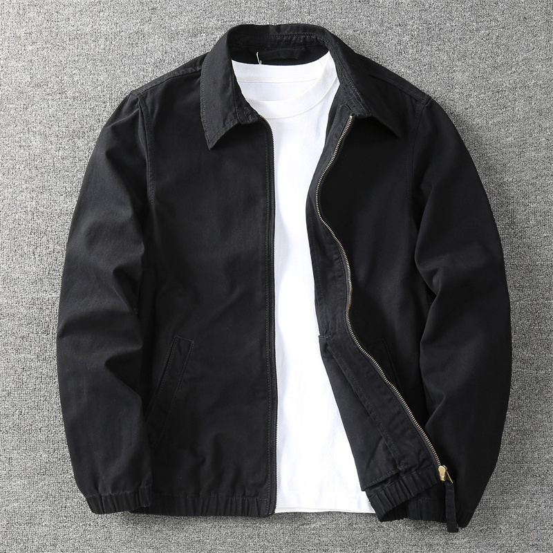 Autumn American-Style Business Casual Youth Lapel Jacket for Men, Outdoor Workwear Washed Pure Cotton Versatile Top