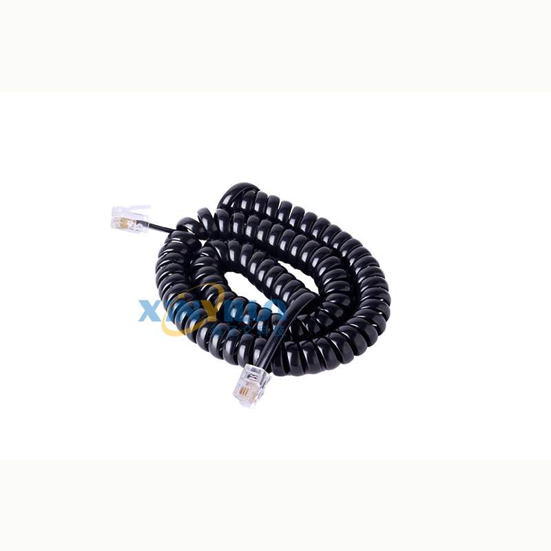 4P4C telephone receiver line RJ9 handle line telephone curve 3 m black RJ10 RJ22 spring wire