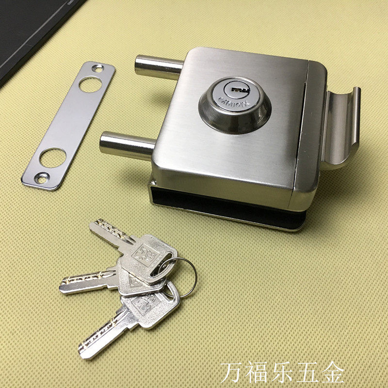 Central glass door lock No frame single door glass door lock square with handle push-pull lock free bore anti-theft lock