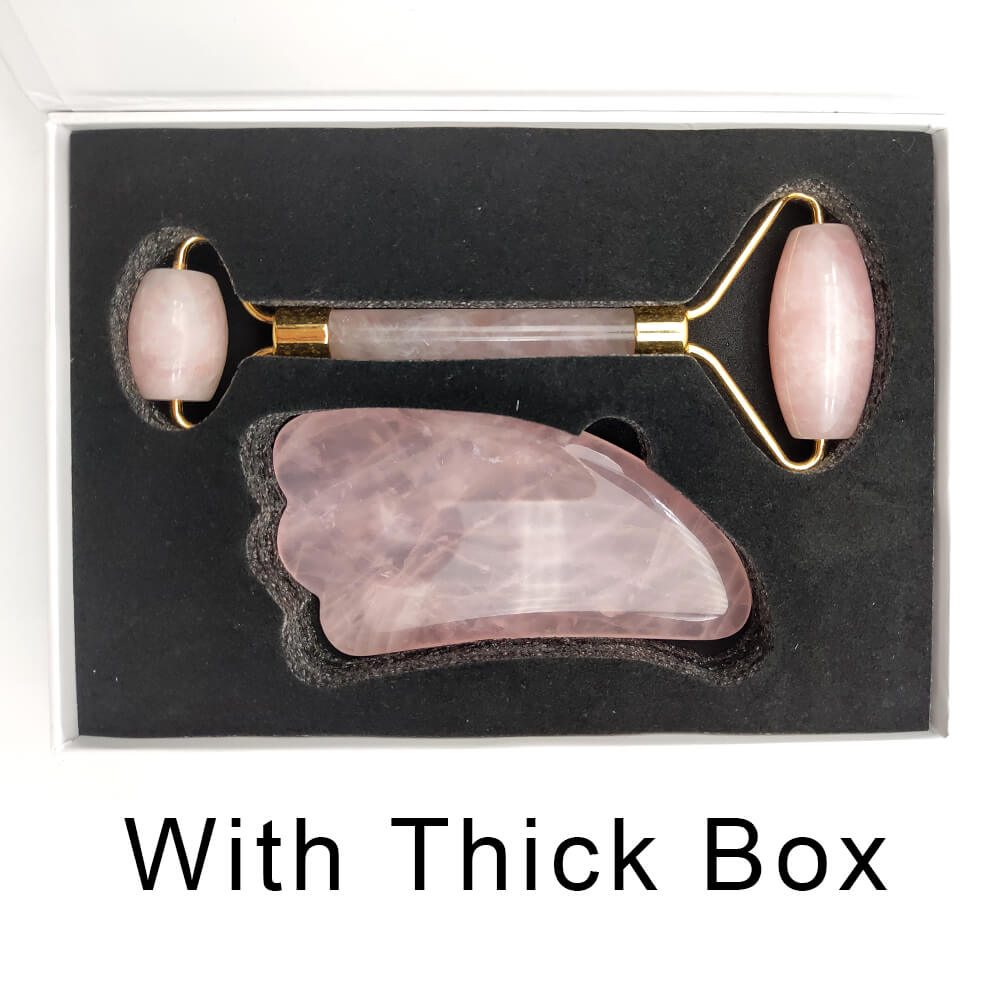 Pink&1Jade   Roller   Facial   Face   Jade   Massage   Roller   Rose   Quartz   Scra