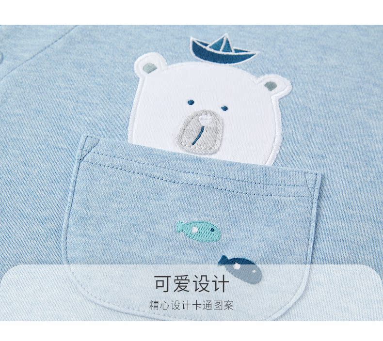Mides em bé hoàng đế áo ngắn tay mùa hè gấu bông cotton jumpsuit nam kho báu ra quần áo cao trào 3-15M - Áo liền quần áo liền quần bò sữa cao cấp