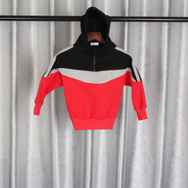 2021 autumn and winter New Men and women hooded pullover plus velvet children stitching color Korean knitwear sweater