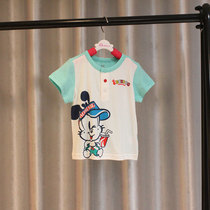 Babu * brand Summer Boy cotton round neck buckle short sleeve knitwear baby soft color color breathable T-shirt