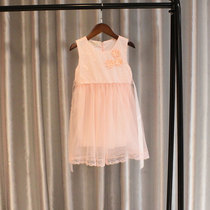2021 summer new girl sleeveless flower lace lace vest princess dress beaded diamond buckle child dress
