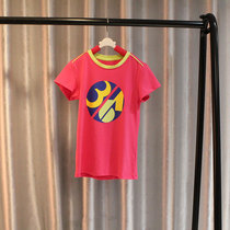 36 * Brand Discount Summer Girls Round Neck Pullover Short Sleeve Knit Contrast Sports Leisure Breathable Soft T-shirt
