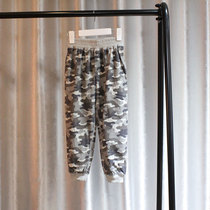 2021 New Spring boys childrens clothing sports cotton camouflage thin breathable bunches baby casual knitted trousers