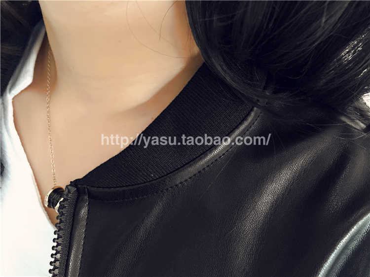 Mùa thu 2018 mới của Hàn Quốc thời trang hoang dã dây kéo đứng cổ áo khoác xe máy cardigan dài tay áo khoác da nữ thủy triều áo da nữ dáng dài đẹp