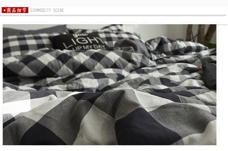 Bông giường màu đen và trắng sọc bốn mảnh bộ giường 笠 phần bông khỏa thân ngủ quilt bông có thể giặt duy nhất ký túc xá ba mảnh chăn gối