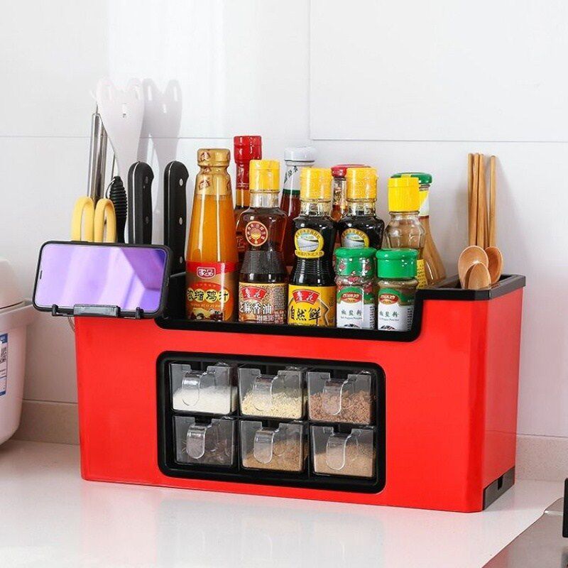 Kitchen Supplies Seasoning Box Suit Home Combination Versatile combined Equipped Kitchen Shelve Shelf of Seasoning Tank Shelf shelf