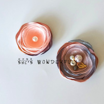 South Korea high-end magnet does not hurt clothing brooch pink blue color fabric big flower corsage jacket clothing accessories