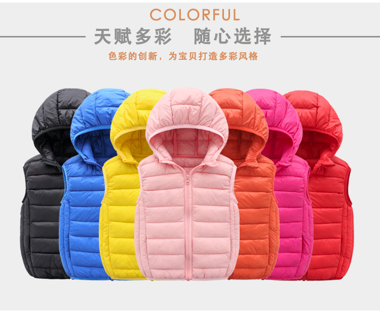 Trẻ em xuống vest cotton bé trai và bé gái mùa thu và mùa đông nhẹ trong cậu bé áo trùm đầu ấm áp bên ngoài mặc vest quần áo trẻ em xuất khẩu