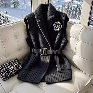 Authentic Gejia New 2025 Autumn and Winter High-End Elegant Wool Knitted Vest, Waist-Cinching Slimming Sweater Vest