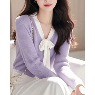 Authentic New 2026 Spring and Autumn Season Gentle and Elegant Purple Wool Knit Sweater Unique Stylish Sweater Top