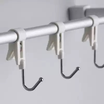 Movable adhesive hook rack accessories metal clamp Rod towel rack hook threaded pipe buckle hook can be fixed S-shaped to prevent falling