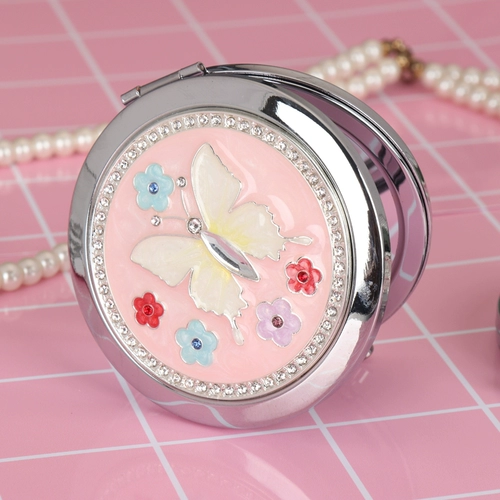 LASODY Творческое мини -складное зеркало макияжа с двойным кругом с двумя зеркальными девушками подарка на день рождения подарок на день рождения