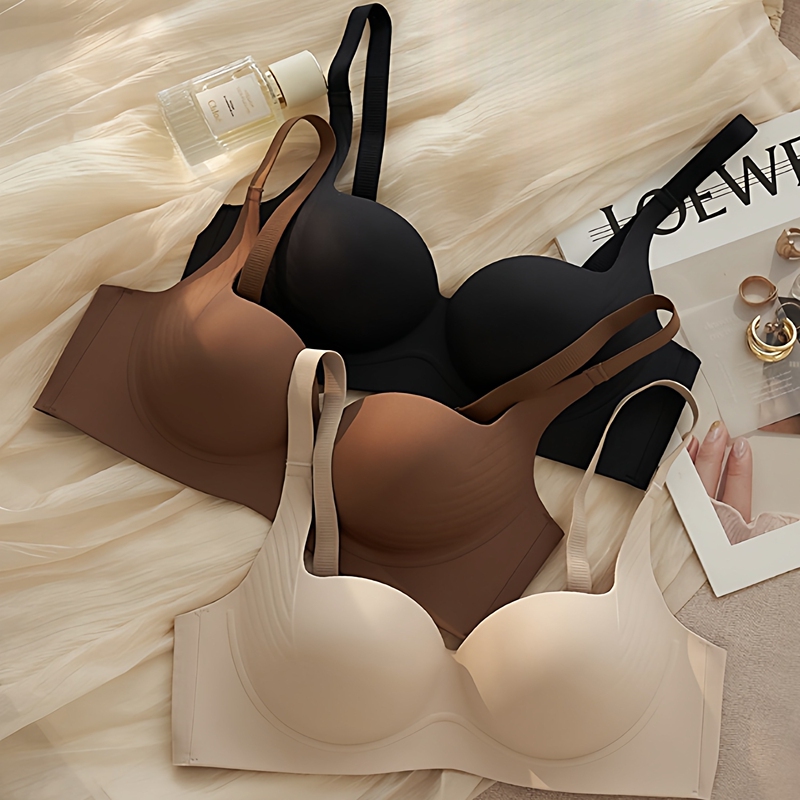 New Seamless Underwear for Women, Push-Up for Small Busts to Appear Larger, Anti-Sagging, Wireless, Anti-Side Breast Spillage, Bra Set