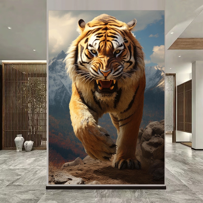 Deep Mountain, Fierce Tiger, Lower Mountain, Domineering Tiger to Attract Wealth, Animal Zodiac Painting, Tiger Life, Wealth Transfer, Good Luck Entrance, Self-Adhesive